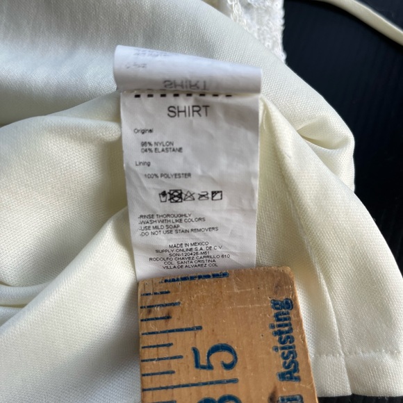 REINA DIAZ COLECCION 5 SEQUINED TANK TOP WHITE PINCHED DEEP V GREAT FOR LAYERING - Picture 9 of 15